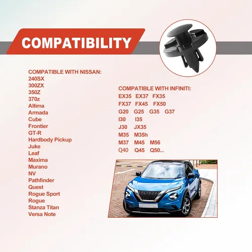 Vista 4 de 20 clips de retención universales para guardabarros compatibles con Nissan Infiniti 01553-09321 Mitsubishi MR328954 Chrysler Dodge MR328954 Fender