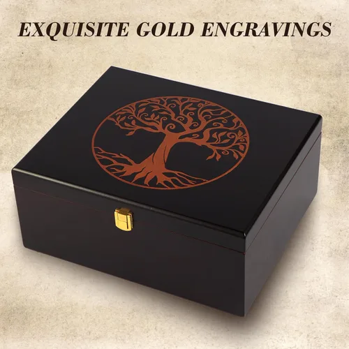 Vista 6 de Tree of Life - Caja de recuerdos de madera, cajas decorativas de madera con tapas/cajas de recuerdo con tapas, cajas de almacenamiento decorativas