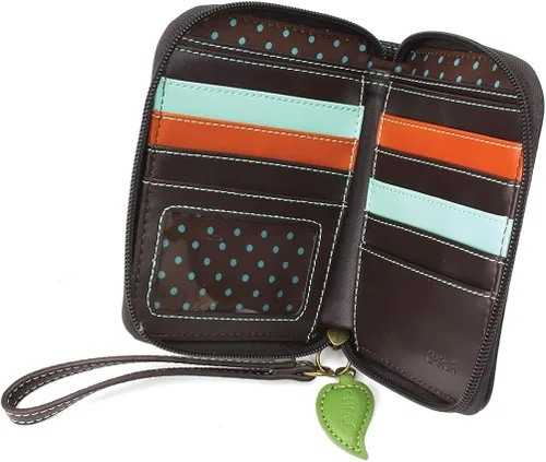 Vista 4 de CHALA Cartera con cremallera pulsera 8 ranuras para tarjetas de crédito piel sintética resistente