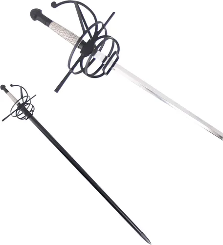 Vista 2 de Medieval Warrior Esgrima Rapier-espiral barrida espada de empuñadura viene con vaina