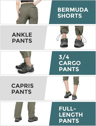 Vista 5 de Wespornow Pantalones convertibles con cremallera para mujer, para campamento, viajes