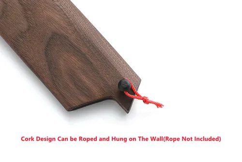 Vista 4 de Funda magnética hecha a mano para cuchillos de chef Kiritsuke de madera de nogal negro natural, funda protectora de madera