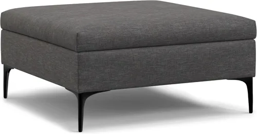 Vista 20 de SIMPLIHOME Rebecca - Mesa de centro rectangular de almacenamiento, otomana rectangular de 36 pulgadas de ancho con aspecto de lino tapizada