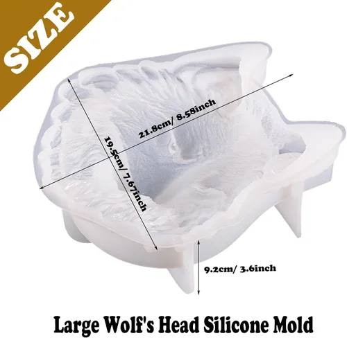 Vista 5 de Moldes de silicona de animales, moldes de resina de cabeza de lobo, moldes de silicona epoxi para bricolaje de resina de escritorio de pared