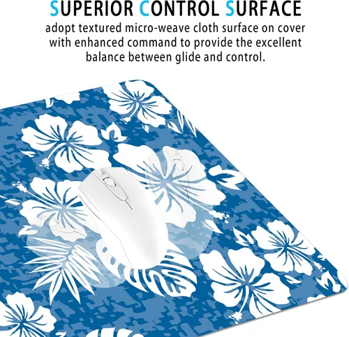 Vista 4 de Aloha - Alfombrilla de mouse grande con diseño de flores de hibisco, diseño floral de hibisco hawaiano, diseño de camuflaje floral, tapete