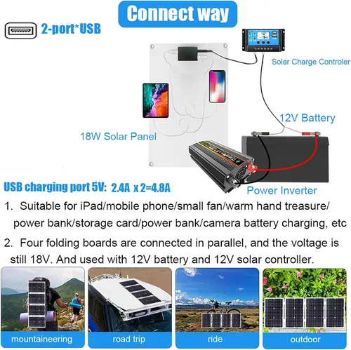 Vista 3 de Kit de panel solar con inversor de combinación de sistema solar de 6000 W, 12 V a 110 V/220 V, generador solar, sistema de red doméstica 12V-220V