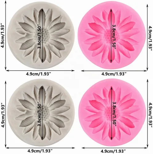 Vista 2 de Moldes de silicona con diseño de girasol, 4 unidades Estilo a
