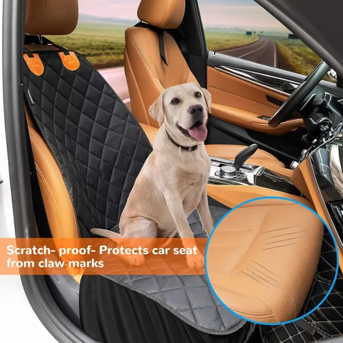 Vista 3 de URPOWER Funda de asiento delantero para perro, 100% impermeable, antideslizante, protector de asiento de auto para mascotas, acolchado y duradero