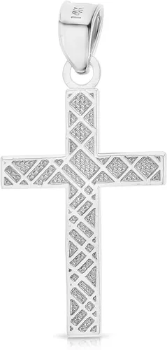 Vista 4 de Ioka Colgante religioso de cruz de oro blanco de 14 quilates con collar de cadena de caja de 0.031in