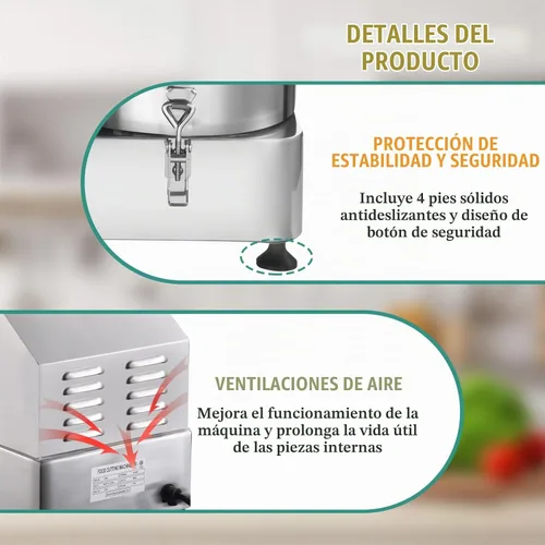 Vista 5 de Procesador de alimentos comercial, procesadores de alimentos de acero inoxidable de 1800 W, picadora eléctrica de verduras resistente con control
