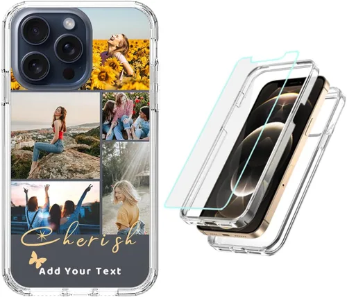 Vista 9 de Funda resistente personalizada para Apple iPhone 15, 14, 13, 12, 11 Pro Max Plus Mini XR X XS 8 7 SE [protector de pantalla de vidrio templado]