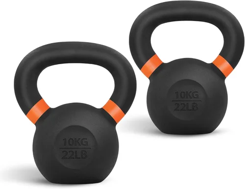 Vista 22 de Yes4All Powder Coated Kettlebell, Cast Iron Core Kettlebells with Non-Slip Handle & Flat Bottom for Conditioning, Heavy Duty for Strength Training