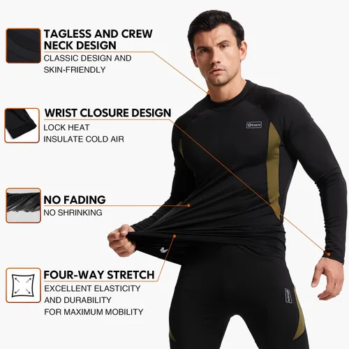 Vista 2 de Conjunto de ropa interior térmica para invierno, equipo de caza deportivo, capa base, parte inferior, peso medio