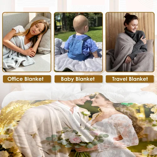 Vista 6 de Manta personalizada con imagen, manta personalizada con texto de fotos, manta de fotos personalizada para amiga, mamá y papá, regalos personalizados