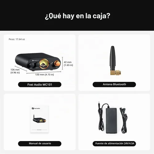 Vista 9 de Fosi Audio MC101 Amplificador Estéreo Bluetooth Componente de Audio para el Hogar Mini Amp con Medidor VU 2 Canales Receptor HiFi para Altavoces