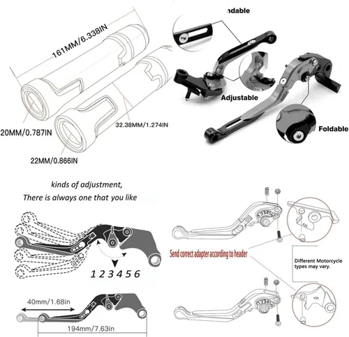 Vista 5 de Motocicleta para BMW F850GS 2017 2018 2019 2020 Frenos de motocicleta Barra de acoplamiento Freno de mano Palancas de embrague Manillar Embrague