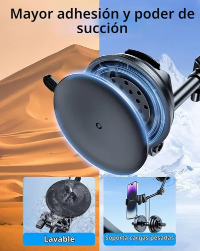 Vista 4 de Soporte para teléfono de automóvil para parabrisas y ventana, grabación de video, filmación de vlogging, multiángulo ajustable y giratorio y sin