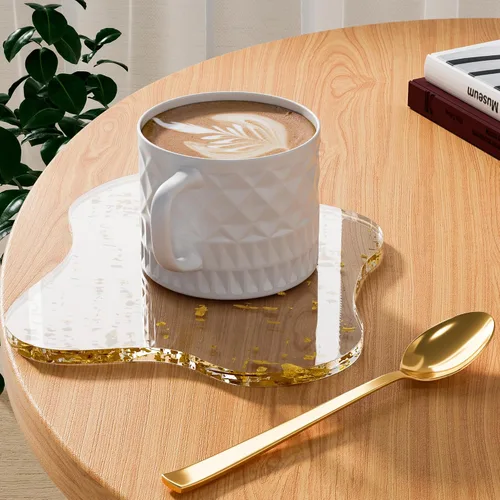 Vista 12 de Posavasos Decorativos de Acrílico, Posavasos Irregulares para Bar y Bebidas, Posavasos para Taza de Café con Forma de Nube Transparente, Perfecto