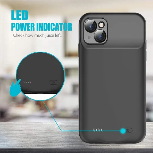 Vista 3 de Funda de batería para iPhone 14, Full Encircle 7000mAh Ultra-Slim Recargable Inteligente Portátil Cubierta de Carga Extendida Batería Compatible