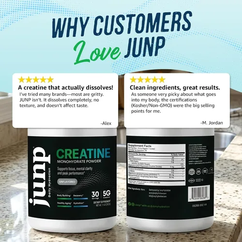 Vista 7 de JUNP Micronized Creatine Monohydrate 5g, Pure Unflavored Creatine with Magnesium Nutritional Supplements Powder for Men & Women Muscle Growth