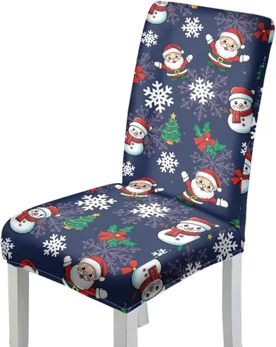 Vista 18 de HUGS IDEA Juego de 2 fundas para sillas de comedor con diseño de árbol de Navidad, jacquard, fundas protectoras para sillas Parsons de bastón