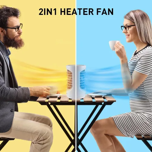 Vista 2 de Calentador de Espacio Eléctrico ibo Calentador de Cerámica Pequeño con Luz LED, Calentador de Ventilador de 600W 4 en 1 Calentador de Escritorio