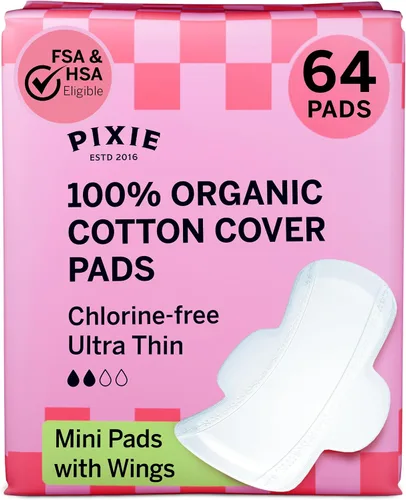 Vista 14 de Pixie - Almohadillas posparto ultra finas de algodón orgánico para mujer, absorción extra abundante con alas, a prueba de fugas, hipoalergénicas