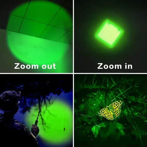 Vista 2 de Paquete de 4 linternas de luz verde de un solo modo de 150 yardas, linterna LED con luz verde para observación nocturna