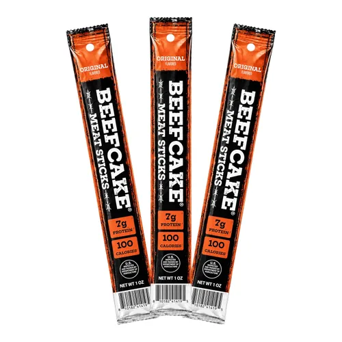 Vista 8 de Beefcake Jerky Barras de carne seca de jalapeño y miel, bocados proteicos de calor dulce, 9g de proteína, 3 barras