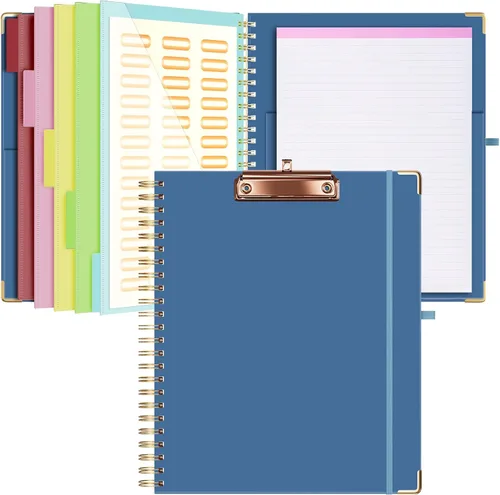 Vista 12 de Ospelelf Portapapeles con almacenamiento de 8.5 x 11, organizador de padfolio, cartera en espiral, tamaño carta con bloc de notas, soporte