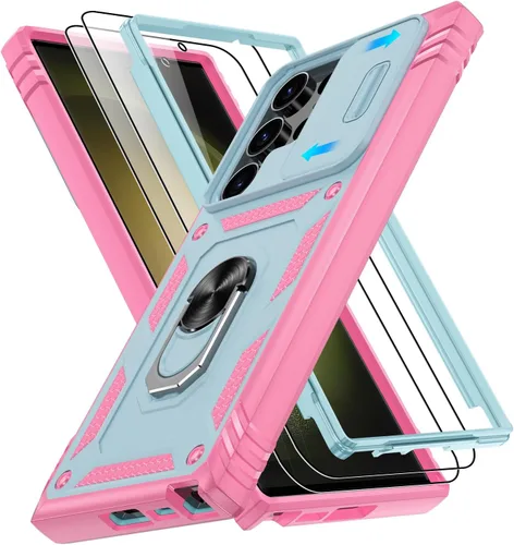 Vista 147 de Gritup Funda para Google Pixel 6 con cubierta deslizante para cámara y protector de pantalla (2 unidades), soporte de anillo giratorio 360°, funda