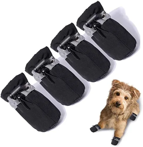Vista 9 de Zapatos para Perros Botas para Perros y Protector de Patas, Suela Antideslizante Botines de Invierno para Perros con Correas Reflectantes para A-Rosa