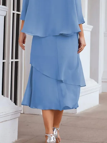 Vista 5 de Vestidos de noche formales de gasa para madre de la novia con chaqueta, vestido de madre del novio, talla grande
