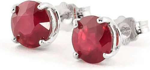 Vista 2 de Galaxy Gold GG Aretes de tuerca de rubí blanco macizo de 14 quilates, rosa, oro amarillo, 3.5 ct s (CTW) Ruby- 3487, Gema Metal, Rubí