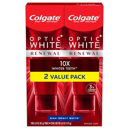 Vista 4 de Colgate Optic White Renewal - Pasta dental blanqueadora para fortalecer el esmalte, 85 g