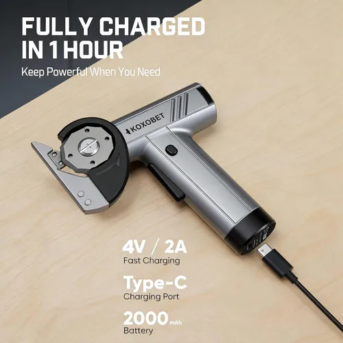 Vista 12 de Tijeras eléctricas de cartón con luz LED, batería recargable de 2600 mAh, motor sin escobillas, hoja de acero de tungsteno, corta tela, cuero