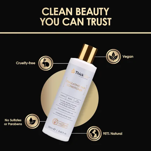 Vista 6 de ThickTails Acondicionador para el crecimiento del cabello para mujeres con biotina, cafeína y palma enana americana, acondicionador espesante sin