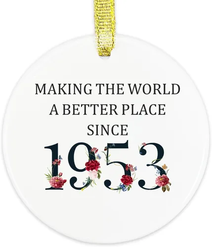 Vista 8 de Regalos de cumpleaños número 60 para mujeres y hombres, adorno de cerámica para el 60º recuerdo - Haciendo del mundo un lugar mejor desde 1963