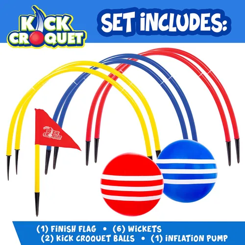 Vista 2 de Franklin Kick Croquet Game Set – Perfecto para niños y adultos – Combina fútbol y croquet – Ideal para jugar al aire libre