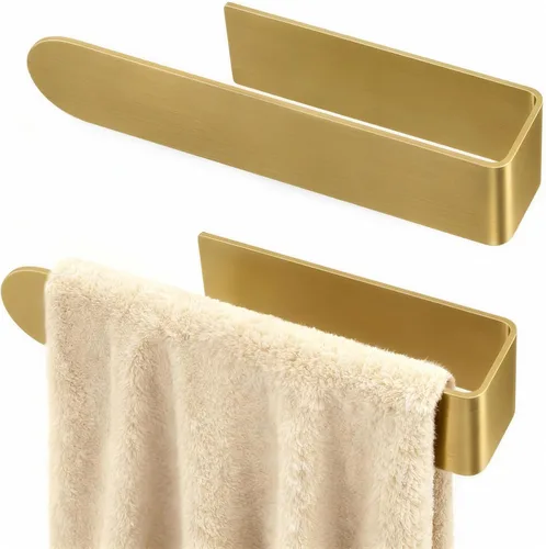 Vista 10 de Toallero adhesivo, toallero de mano autoadhesivo para baño montado en la pared, barra de toalla de mano cuadrada de 8 pulgadas para armario de Negro