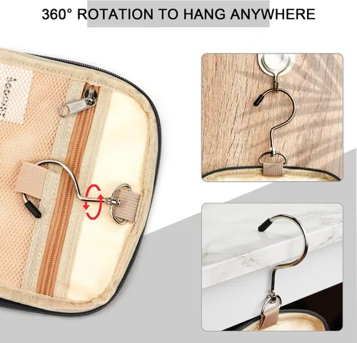 Vista 4 de COOSKY Neceser de viaje colgante extragrande para mujeres y hombres, bolsa de higiene, kit organizador de baño y ducha con soportes de banda