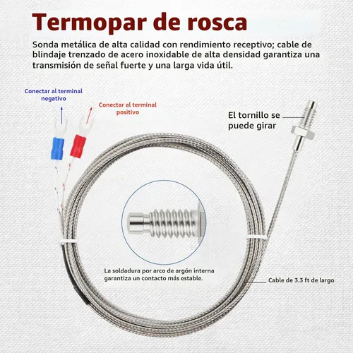 Vista 7 de Controlador de temperatura PID, pantalla digital REX-C100 Caja de controladores de temperatura con relé de estado sólido SSR 40DA y sonda termopar