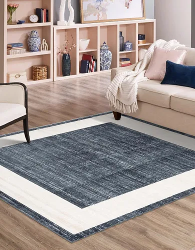 Vista 33 de Unique Loom Uptown Collection - Alfombra Yorkville (2 pies 2 pulgadas x 6 pies, color azul marino/marfil)