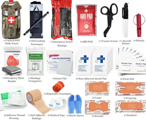 Vista 2 de Kit Médico de Trauma Kit de Control de Sangrado, Kits de Primeros Auxilios de Supervivencia de Emergencia EMT IFAK Kit Médico para Control