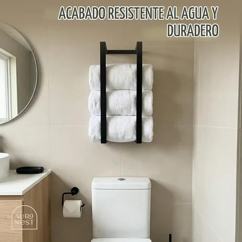 Vista 5 de Toalleros de bambú – Toallero vertical de madera de bambú accesorios de baño, almacenamiento, toallero de pared para toallas enrolladas para muebles
