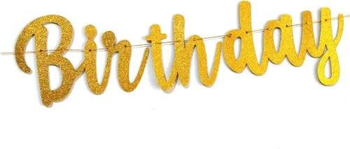 Vista 4 de Cartel de feliz cumpleaños 65 con letras negras con purpurina para colgar banderines para mujer o hombre de 65 años, suministros de decoración