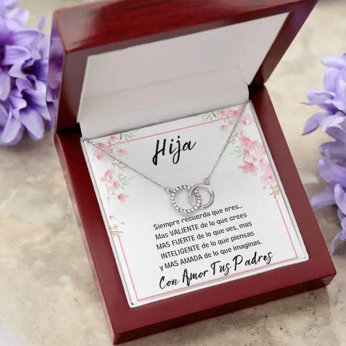 Vista 2 de Leos Print Shop Regalo de Mamá y Papá Para Hija Joya Con Mensaje Idea De Regalo De Graduación o Cumpleanos Regalo para hija hijastra Collar con dije