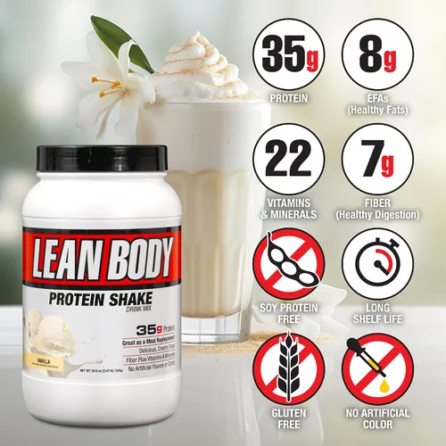 Vista 2 de Labrada Nutrition Batido de reemplazo de comida con alto contenido de proteínas para cuerpo delgado, vainilla, envase de 2.47 lb El empaquetado