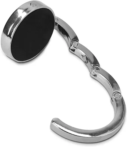 Vista 4 de kwmobile Juego de 2 ganchos para monedero - Gancho para bolso de mano de diamante negro/blanco/plateado