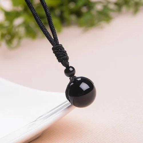 Vista 10 de iSTONE Collar unisex con dije de cuentas redondas auténticas, cadena de cuerda negra de 24 pulgadas para hombres y mujeres